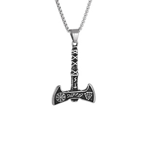 Viking axe สร้อยคอจี้สแตนเลสผู้ชายสไตล์นอร์ดิกของขวัญเครื่องประดับออกแบบเรขาคณิต DZ113B - Product Image 5