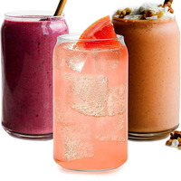 Gobelet à jus d'eau claire, sublimation, avec couvercle en bambou, style chope à bière, verre pour soda et autres boissons