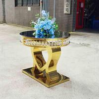 Haute qualité magnifique or rond gâteau de mariage Table en acier inoxydable gâteau de mariage Table d'affichage pour Banquet événements fête