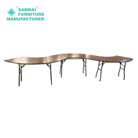 Table de banquet pliante en forme de S en bois serpentin, vente en gros d'usine SK-YHZ-H003