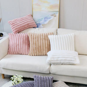 Fausse fourrure jeter taie d'oreiller couvre flou moelleux rayé doux confortable Shaggy <span class=keywords><strong>housse</strong></span> <span class=keywords><strong>de</strong></span> coussin pour canapé canapé chambre décor à la maison luxe - Product Image 4