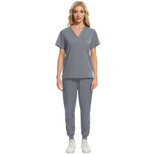 Ensembles d'uniformes de gommage personnalisés Infirmière Nouveau designer Ceil Blue Uniforme de soins de spa pour femmes Gommage extensible d'allaitement en stock - Product Image 6