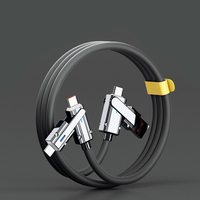 Cable de Carga Rápida Multifunción 4 en 1 de 100W PD, Cable de Transferencia de Datos USB-C a USB-C con Ángulo de 90 Grados para iPhone y Smartphones