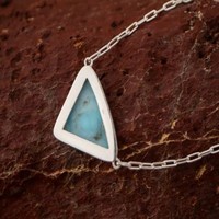 Collier tendance en argent sterling 925 avec perles de Larimar, forme paix, 40 cm, fermoir mousqueton, meilleure qualité, collection de créateur pour femmes et jeunes filles