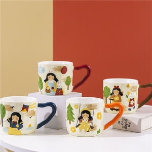 Ensemble de tasses à café en céramique et porcelaine personnalisables, mignonnes et adorables, avec couvercle et cuillère - Product Image 1