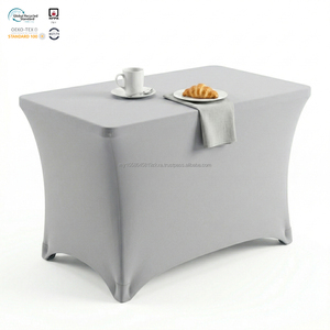Funda de Mesa Elástica Resistente, Gris, de 6 pies, Impermeable, Ecológica y Personalizable para Hostelería y Catering - Product Image 1