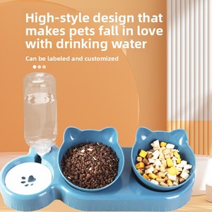 Distributeur d'eau automatique double bol pour chat et <span class=keywords><strong>chien</strong></span> 2-en-1, gamelles auto-remplissantes anti-déversement pour nourriture/eau, mangeoire en plastique pour animaux de compagnie - Product Image 2
