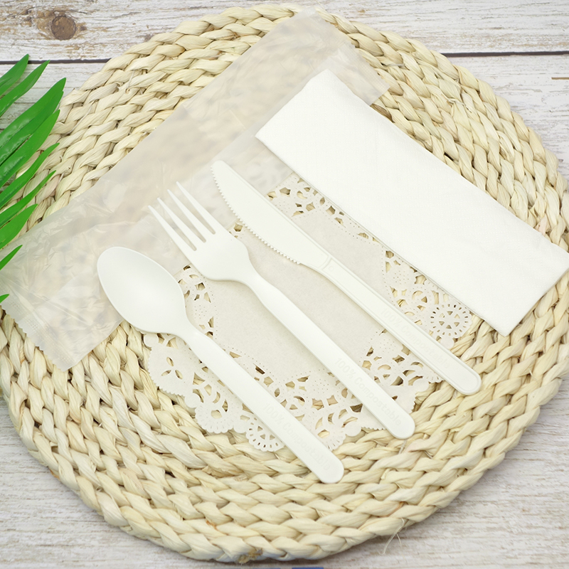 Food Grade PSM Biodegradable Disposable Spoon Fork Knife Cutlery Set | Eco-Friendly Dinnerware