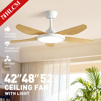 Ventilateur de plafond moderne de 52 pouces avec lampe, moteur DC, télécommande LED, 3/5/6 pales, 6 vitesses, CRI 90, lumière à spectre complet, batterie rechargeable