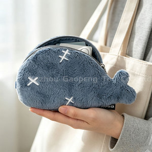Porte-monnaie en peluche personnalisé en forme de baleine, porte-clés, petit sac de rangement zippé en fourrure de dessin animé, pochette en peluche personnalisable - Product Image 5