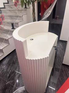 Simple Modern Curved Engineered Board Front Desk Reception Counter for Beauty Salon and Bar - Product Image 6