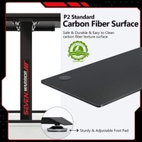 Bureau de jeu en métal, surface en fibre de carbone en forme de T, bureau d'ordinateur avec tapis de souris, double crochet pour casque, support de jeu USB, porte-gobelet