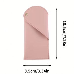 Hr Pink Pu Leather Eyeglasses Travel Portable <b>Case</b> Elegant Reading <b>Glasses</b> Storage Bag <b>for</b> Women Men Gifts - Product Image 2