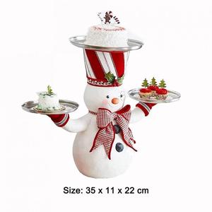 Support à collations en forme de sapin de Noël à 2 niveaux, en résine durable, support à desserts Père Noël 30x30x30cm pour la décoration de table festive des fêtes - Product Image 5