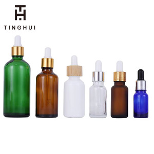 Bouteilles en verre rondes Boston brillantes bleues vides de 5 ml, 10 ml, 15 ml, 20 ml, 30 ml, 50 ml, 100 ml avec compte-gouttes pour huile essentielle - Product Image 2