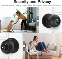 Sinovo Nouveauté Serrure Intelligente à Bouton Noire Déverrouillage Biométrique par Empreinte Digitale Pêne Simple Verrouillage Automatique Serrure de Porte Intelligente