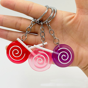 Vui Đầy Màu Sắc Lollipop Hình Keychain Thời Trang Chất Lượng Cao 3D Kẹo Thực Phẩm Mặt Dây Chuyền Vòng Chìa Khóa Cho Phụ Nữ Ba Lô - Product Image 3