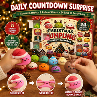 Calendrier de l'Avent de Noël : Boîte Mystère avec Jouets Anti-stress Mignons en Forme de Dessins Animés à Presser – Coffret Cadeau