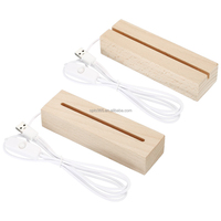 Base de Luz LED Rectangular de Madera con Enchufe USB de 5V, Luz Nocturna LED Blanca Cálida para Acrílico, Cristal y Arte