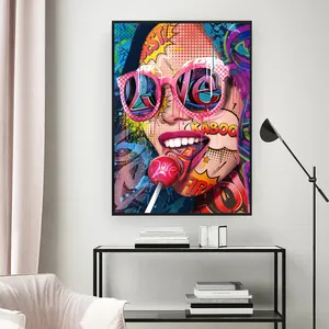 Graffiti abstracto Cool Girl Wall Art Poster Modern Pop Sexy mujer lienzo pintura sala de estar dormitorio decoración del hogar Mural imagen