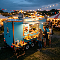 Remorque de restauration mobile avec fenêtre de service et comptoir de préparation pour salades, bagels et sandwichs à l'Edinburgh Park