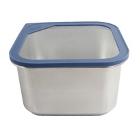 Boîte de conservation alimentaire en acier inoxydable, rectangulaire, taille M, couvercle hermétique en plastique, à un seul niveau, empilable, boîte à lunch