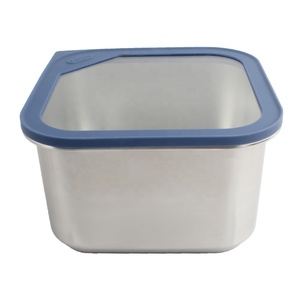 Boîte de conservation alimentaire en acier inoxydable, rectangulaire, taille M, couvercle hermétique en plastique, à un seul niveau, empilable, boîte à lunch - Product Image 2