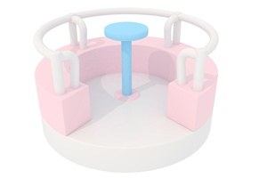 Çocuklar açık kapalı yumuşak oyun alanı merry go round beyaz oyun seti - Product Image 5