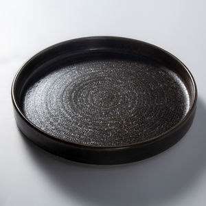 Plato Redondo Esmaltado Estilo Japonés, Resistente a Altas Temperaturas, para Servir Filetes, Postres, Pan, Plato Negro <span class=keywords><strong>de</strong></span> Cerámica y <span class=keywords><strong>Porcelana</strong></span> - Product Image 3