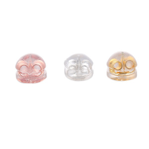 Accesorios para pendientes, puntas de silicona transparentes, chapadas en oro de 18 quilates, redondas, para la fabricación de pendientes - Product Image 5