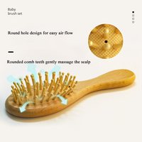 Vente en gros 3 pièces brosse à cheveux et peigne pour bébé personnalisé peigne en bois naturel brosse à cheveux pour bébé en laine douce pour nouveau-nés