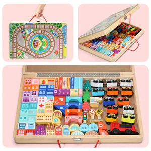 Jouet de ville créatif Montessori à faire soi-même pour les enfants âgés de 3 à 6 ans, ensemble de blocs de construction de train électrique en <span class=keywords><strong>bois</strong></span>, jeu éducatif - Product Image 4