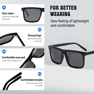 Gafas <span class=keywords><strong>de</strong></span> <span class=keywords><strong>Sol</strong></span> Polarizadas <span class=keywords><strong>de</strong></span> Diseño <span class=keywords><strong>para</strong></span> Hombre, al por Mayor, con Etiqueta Privada, Cuadradas, Negras, con Protección UV - Product Image 5
