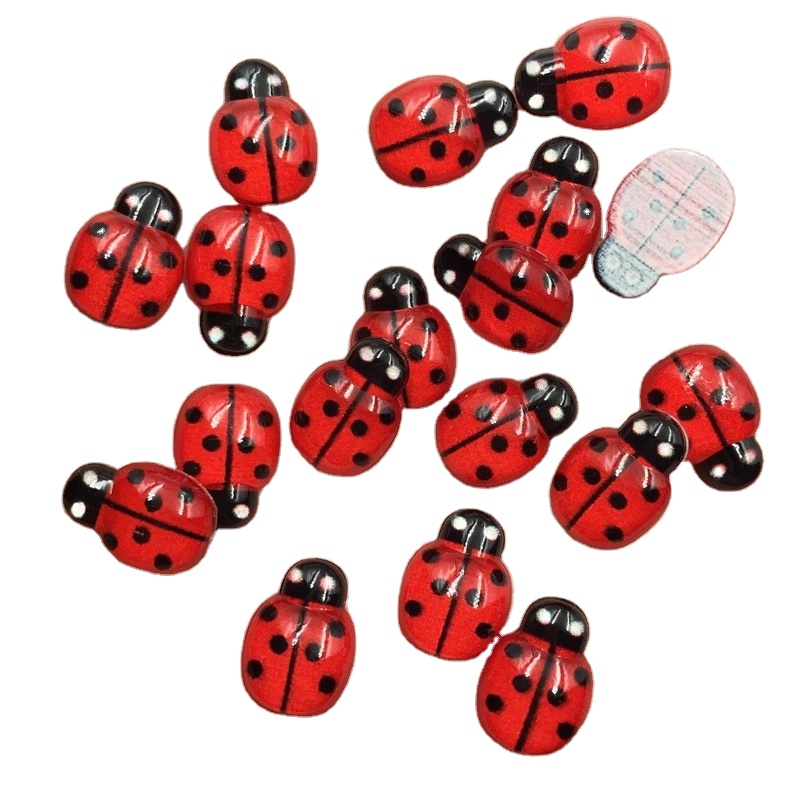 Patung kecil kumbang merah hewan buatan, ornamen perhiasan Kawaii DIY 13/15/19mm 100 buah perlengkapan pabrik