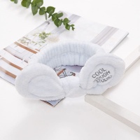Özel Logo nakış beyaz bulanık sıcak ekstra büyük yay bandı yüz Spa makyaj Topknot kızlar için Hairband