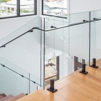 Modernes Abnehmbares Edelstahl 304 Geländer für Innen/Außen Terrasse Loft Treppe Gehärtetes Rahmenloses Glasgeländer Garten