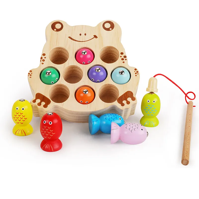 Puzzle éducatif en bois jeu de pêche magnétique planche d'activité jouet de pêche montessori