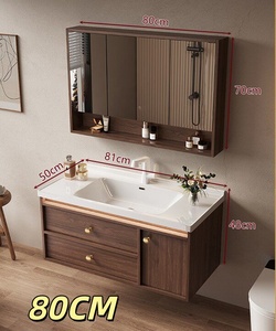Nouvelle combinaison d'armoires de salle de bain en noyer de style chinois, armoire miroir intelligente anti-buée, meuble sous-vasque domestique - Product Image 1