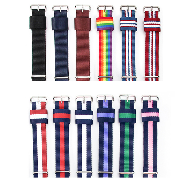 Wholesale Cheap Durable Daniel Fabric Nylon Watch Band 18mm 20mm 22mm Woven DW Nylon Watch Strap With Stainless Steel Buckle