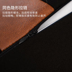 Modern Pu Leather Splicing Throw Pillow <b>Square</b> Striped Brown White Cotton Cover Decorative Sofa Cushion With Insert - Product Image 4