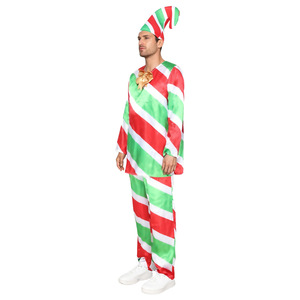 Costume d'elfe de Noël en forme de canne à sucre pour adulte, unisexe, en polyester, pour les fêtes de fin d'année - Product Image 2