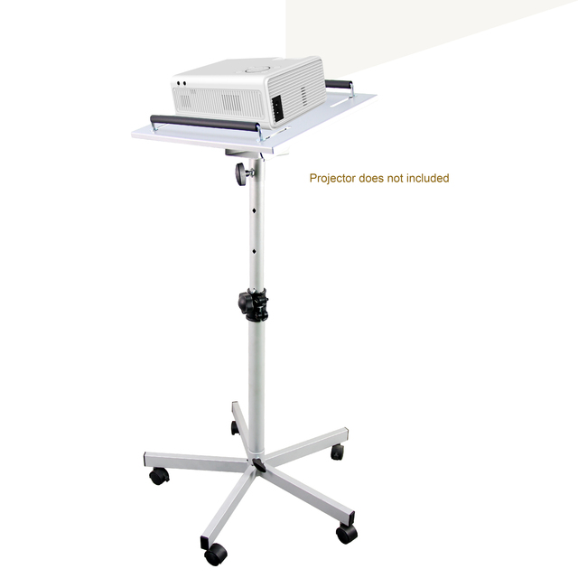 PR-003-1 5-Caster Base Mobile Projector Stand with Adjustable Height & Tilting Tray 40x40cm Platform Metal Construction