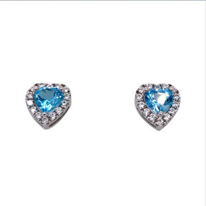Conjunto de joyería con forma de corazón para mujer, Gema azul de plata de ley 2020, 925 - Product Image 4