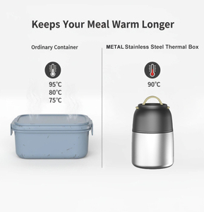 Boîte à <span class=keywords><strong>lunch</strong></span> en acier inoxydable 18/8 à double paroi étanche avec logo personnalisé pour garder les aliments au chaud 8 heures - Product Image 3
