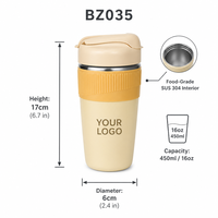 Mug de voyage isotherme en acier inoxydable à double paroi, 470 ml (16 oz), corps fin, anti-fuite, avec couvercle sans BPA, compatible eau bouillante