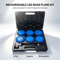 Wiederaufladbares LED-Warnlicht-Set 6er-Pack Magnetische Straßenfackeln Verkehrssicherheits-Leuchten Toolbox für Auto-Notfälle Großhandel Txd