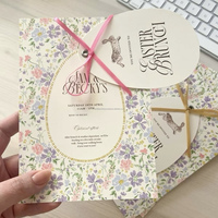 Ensemble de cartes de mariage personnalisées découpées sur mesure avec impression Vanille, invitation à pompon, RSVP et menu inclus, en carton personnalisé
