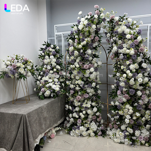 LEDA Indoor Parties Event Decor Supplies Handmade Silk <b>Artificial</b> <b>Flower</b> Backdrop Light Purple Horn Rose Arch for Wedding - Product Image 3
