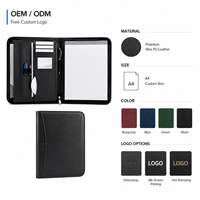 Portafolio de Cuero A4 con Cierre y Logotipo Personalizado, Bolsa Profesional para Documentos, Organizador de Negocios para Reuniones y Presentaciones de Oficina