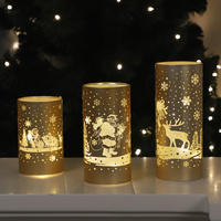 Bon marché, lampe de table en verre multicolore éclairée par une lanterne LED d'intérieur pour Noël
